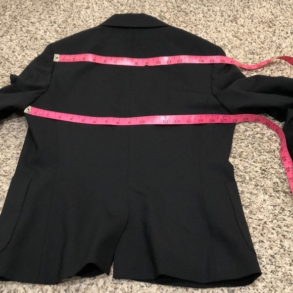 Piazza Sempione Blazer Size IT 44 US 8 Black Virgin Wool Ruched Front - Picture 10 of 13